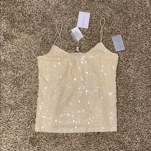 Ivory Sequins Strap Tank